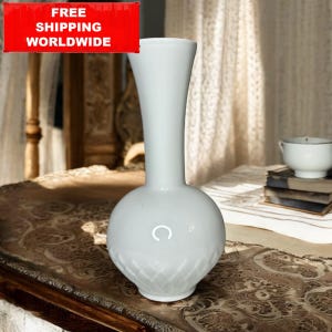 Vintage Schumann Arzberg Vase, White Porcelain Germany, Textured Diamond Relief, Mid-Century Modern Bavaria Vase