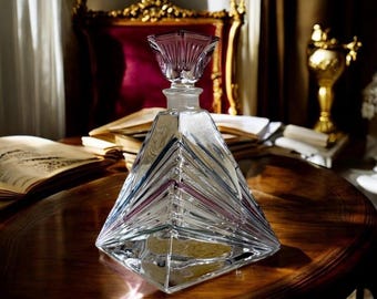 Frasco de perfume de cristal Art Déco: Mini decantador geométrico con tapón facetado