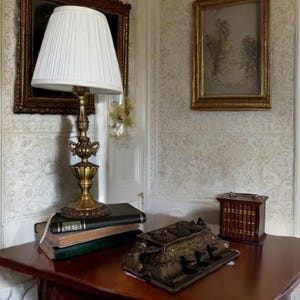Antieke koperen inktpot | Vintage schrijfbureauaccessoire