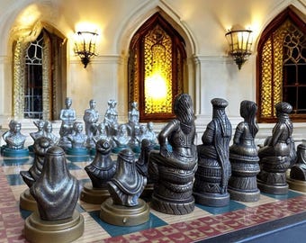 Vintage Metal Chess Set: All-Female Sculpted Figures, Historical Theme