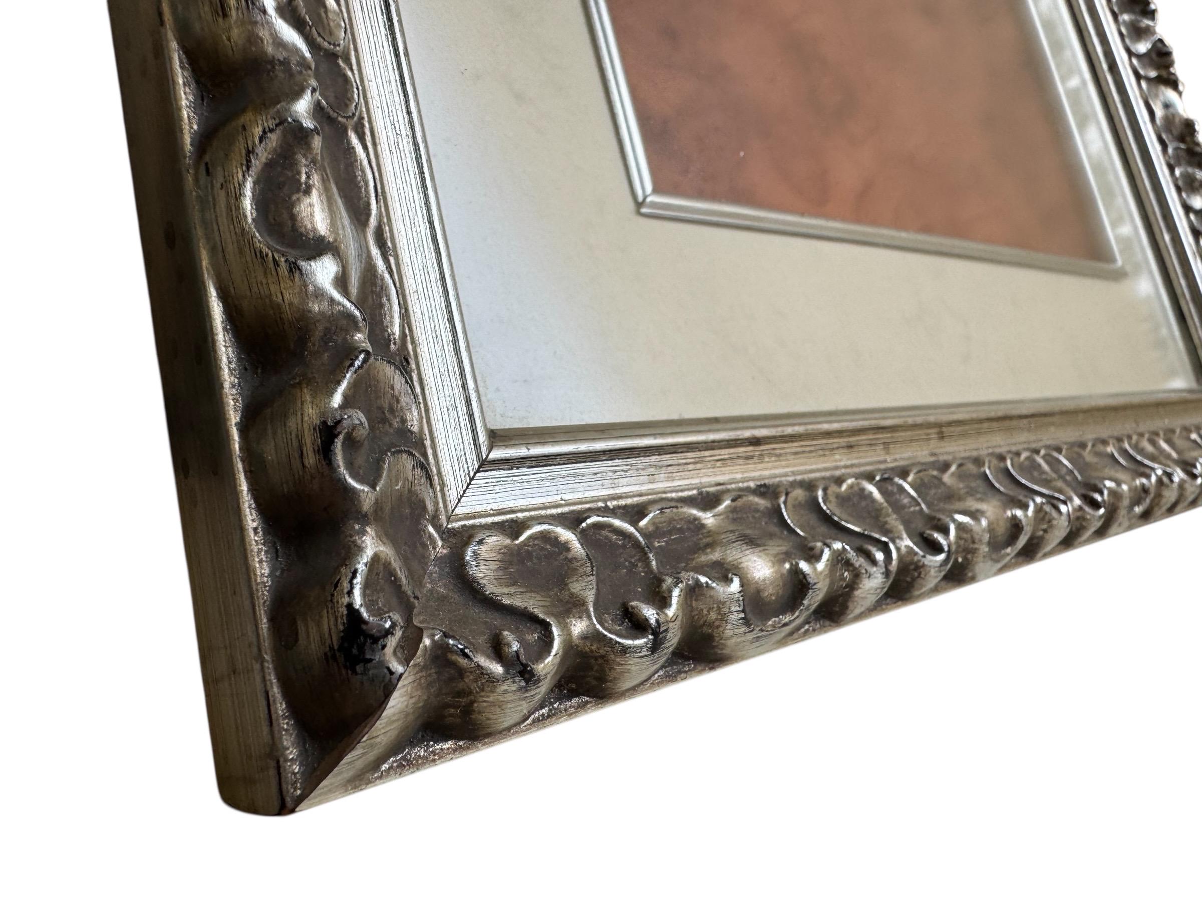 ヴィンテージロココ調木製額縁：装飾シルバー仕上げ、15x12.5インチ