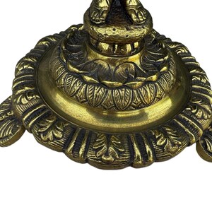 Vintage bronskandelabrar, par, bordslampor med 5 ljuskällor, barock rokoko-manteldekor, 50 cm bild 11