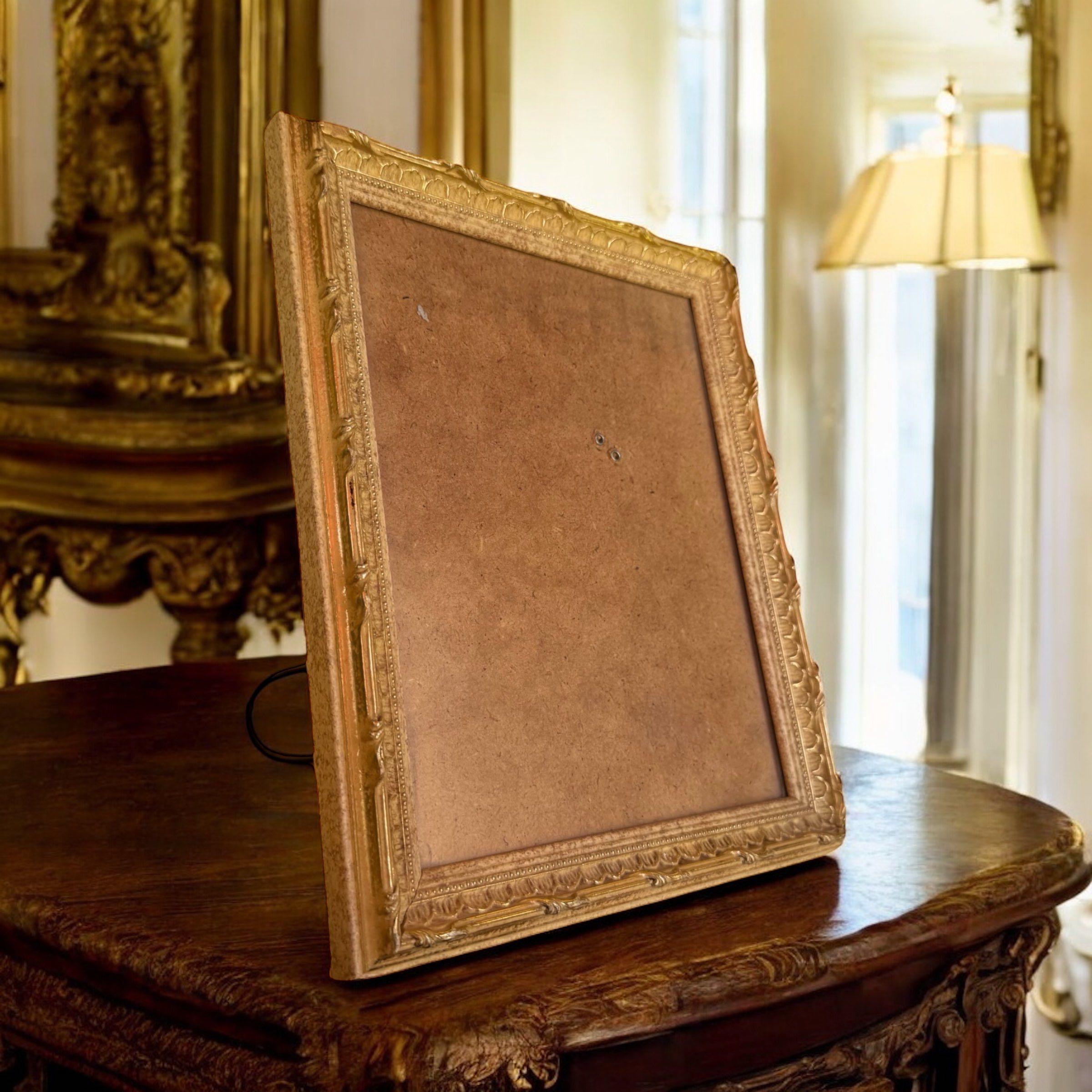 ヴィンテージ装飾ゴールド木製額縁、ガラスフロントクラシック