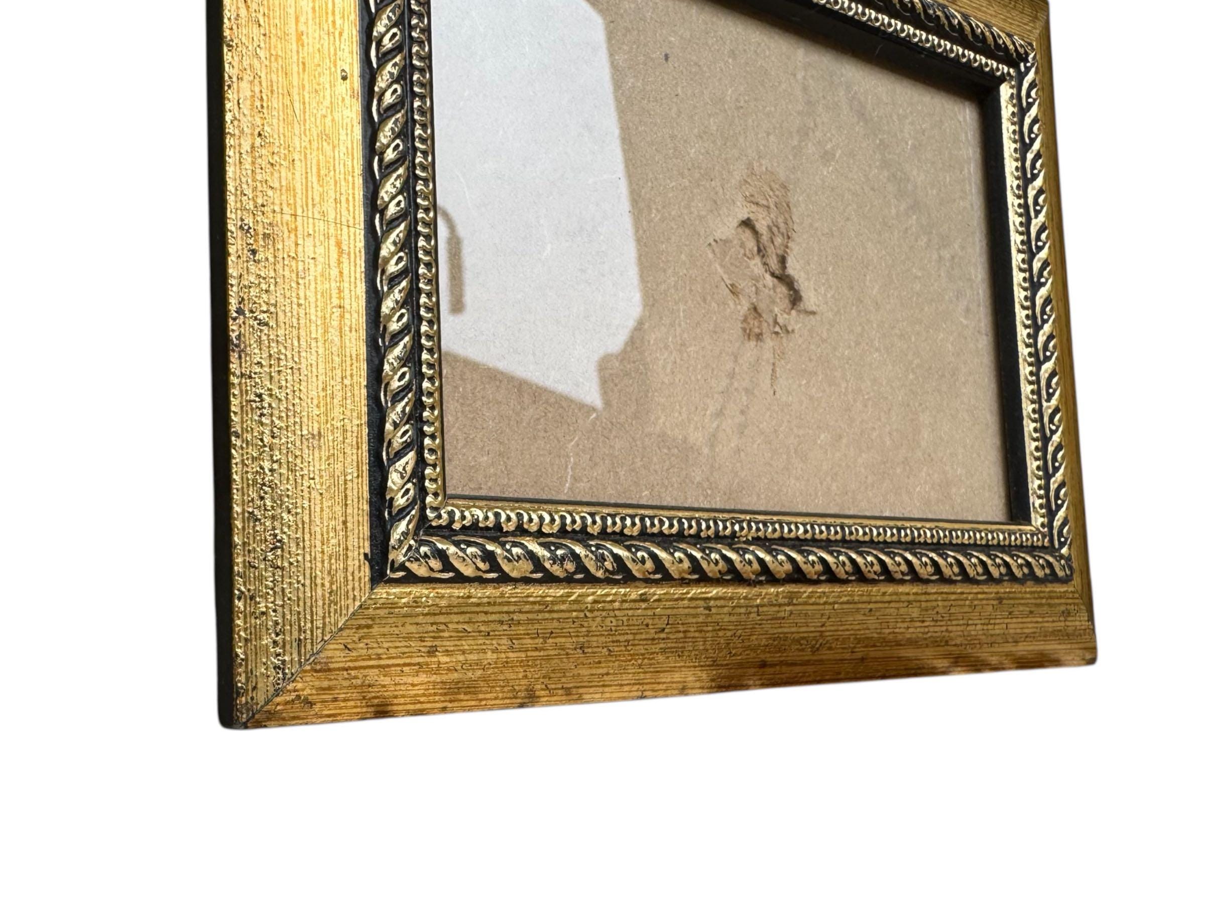 ヴィンテージ装飾のゴールド木製フォトフレーム、ガラスカバー付き