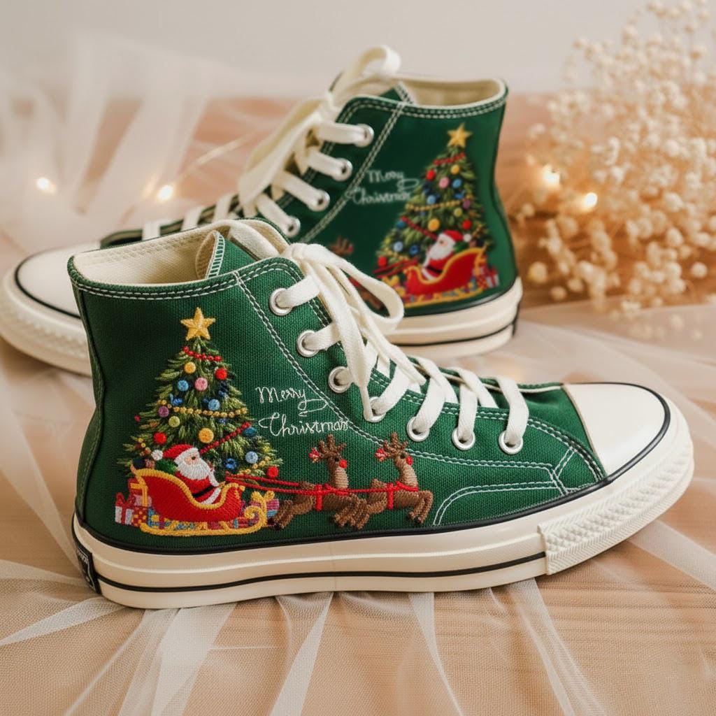Santa Converse - Etsy