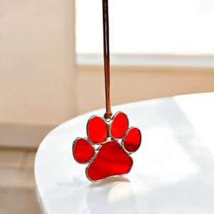 Stained Glass Paw Print Suncatcher – Handmade Dog Lover Gift, Window Decor, Custom Pet Ornament, Animal Lover Gift