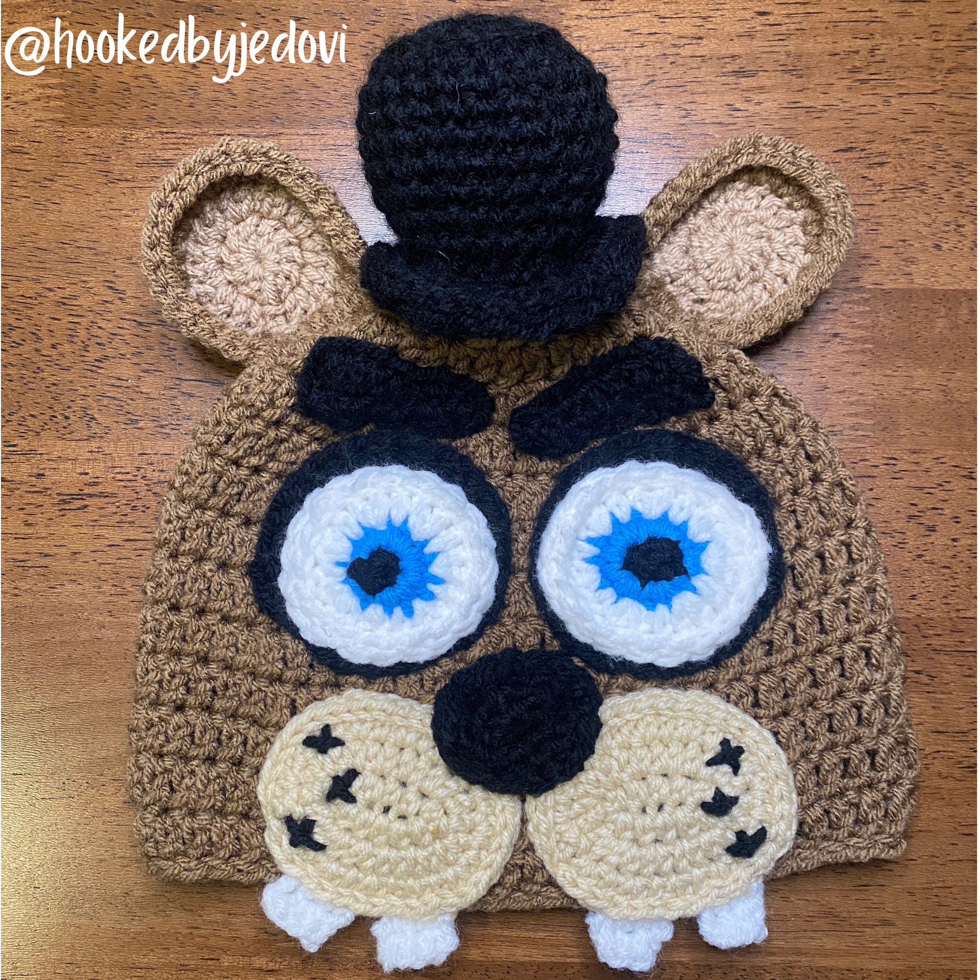 fandom fnaf party hat Handmade Crocheted FNAF Freddy Hat- Bear Hat- Freddy Hat