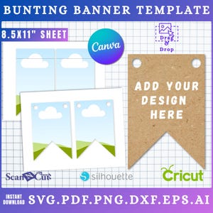 Bunting Banner Template | Bunting Flag Garland | 100% Editable | SVG, Canva, AI, PDF | Laser Cutting File | Cricut Silhouette Sublimation 01