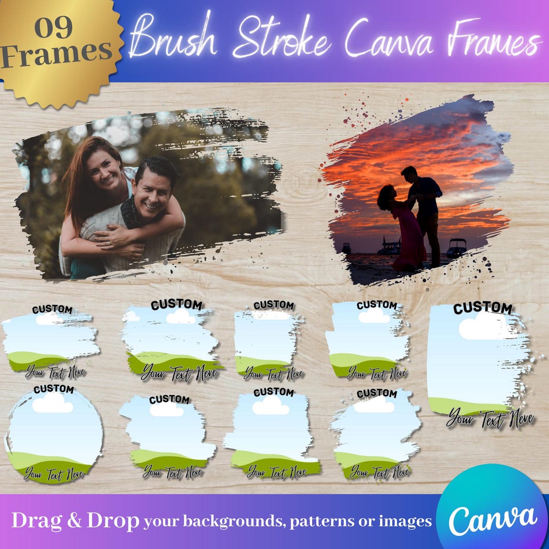 9pc Bootleg Editable Canva Frame Template Bundle | Drag and Drop Canva ...