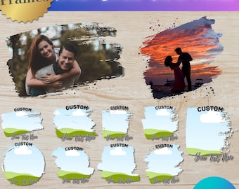 Paquete de 9 plantillas de marcos editables de Canva con diseño pirata / Collage de fotos de Canva con arrastrar y soltar / Marco de fotos con pinceladas / Diseño de camisetas de Canva