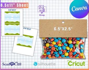 Paquete de plantillas para adornos de bolsas de regalo de 6,5 x 2,5 pulgadas / Etiqueta para bolsa de regalo / Adorno personalizado para regalo de fiesta / Etiquetas para bolsas de regalo / Plantillas Canva y SVG