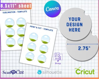 2.75" Car Coaster SVG Template | Canva Car Cup Coaster Drag and Drop | Sublimation & Cut Template | Canva Editable Digital Download Template