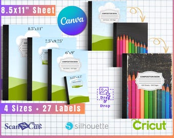 Distressed Designs - Composition Notebook Cover Editable Grunge Template | Drag & Drop Canva | 4 Sizes PLUS 27 Free Labels | Book Covers 12