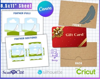 Feather Cut Out Gift Card Holder Envelope Template | Easy Edit in Canva | SVG, png, jpg, pdf, PSD format | DIY Gift Card Envelope Template