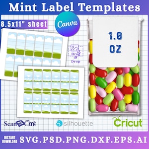 1.0oz Mint Label Template | Tic Tac Sticker Label | Party and wedding Favors | Printable Mint Sticker Labels | Digital Downloads