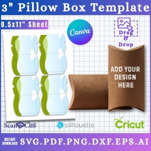 Pillow Box SVG Template: Snack & Party Favor Box (Canva Editable, Digital Download