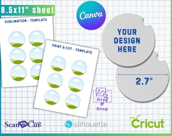 2.7" Car Coaster SVG Template | Canva Car Cup Coaster Drag and Drop | Sublimation & Cut Templates | Canva Editable Digital Download Template