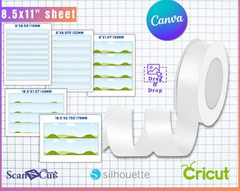 12 Sizes Ribbon Sublimation Template BUNDLE | Satin Ribbon Sublimation Template | Editable Canva & SSVG Template | Digital Downloads