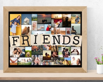 Plantilla de Canva para collage de fotos de mejores amigos / Plantilla de Canva editable e imprimible / Arrastra y suelta tus propias fotos / Regalo personalizado para tu amigo