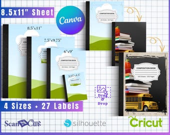 Distressed Designs - Composition Notebook Cover Editable Grunge Template | Drag & Drop Canva | 4 Sizes PLUS 27 Free Labels | Book Covers 04