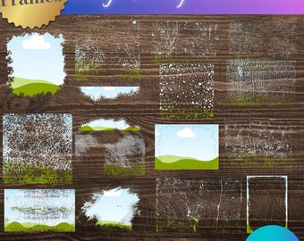 Grunge Style Bleach Effect Overlay Pack: 20 Unique Distressed Canva Frames Bundle | Add Character to Designs & Junk Journals