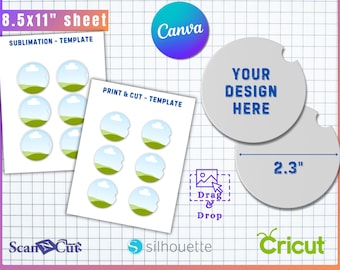2.3" Car Coaster SVG Template | Canva Car Cup Coaster Drag and Drop | Sublimation & Cut Templates | Canva Editable Digital Download Template