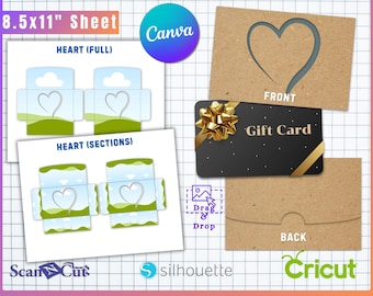 Heart Cut Out Gift Card Holder Envelope Template | Easy Edit in Canva | SVG, png, jpg, pdf, PSD format | DIY Gift Card Holder Template
