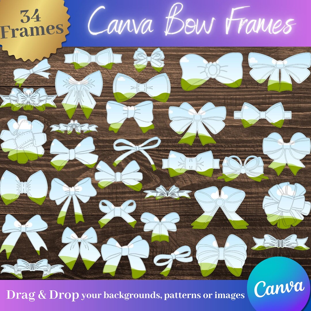 Canva Bow Frames Template: Editable Photo Collage, Sublimation Designs ...