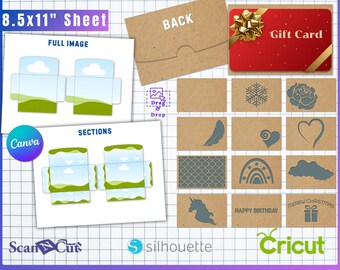 12 Gift Card Holder Envelope Templates Bundle | Rainbow, Rose, Feather, Hearts, Christmas, Snowflake Designs | Custom Gift Card Envelopes