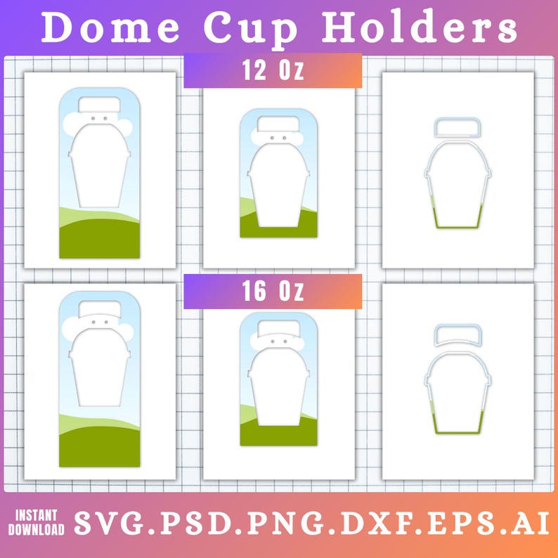 Dome Cup Holder SVG Template: 12-16oz Party Favor Box (digital Download ...