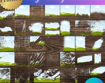 Grunge Style Bleach Effect Overlay Pack: 50 Unique Distressed Canva Frames Bundle | Add Character to Designs & Junk Journals