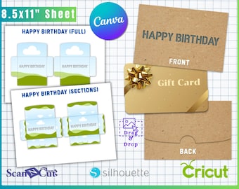 Happy Birthday Cut Out Gift Card Holder Envelope Template | Easy Edit in Canva | SVG, png, jpg, PSD format | DIY Gift Card Envelope Template