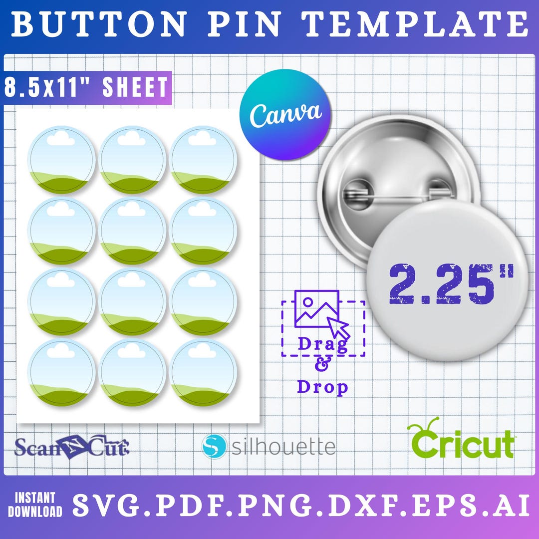 2.25" Button Pin Template: Editable Canva Design (digital Download) - Etsy
