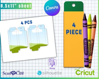 Gabarit de boîte de crayons de cire, 4 pièces | Boîte à crayons de cire | Coffret cadeau pour stylos de couleur en cire |  Cadeaux pour fête | Personnalisez les fournitures scolaires