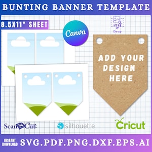 Editable Bunting Banner Template: SVG, Canva, AI, PDF (Laser Cutting File)