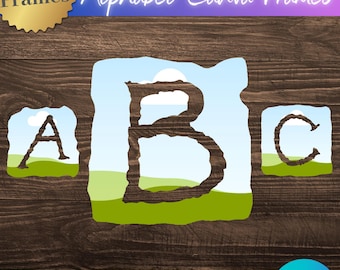 Cornici Canva con lettere - Cornici Canva con trascinamento della selezione dalla A alla Z e da 0 a 9 / Cornici Canva personalizzate / Lettere e numeri con font alfabetici compilabili