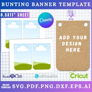 Bunting Banner Template | Bunting Flag Garland | 100% Editable | SVG, Canva, AI, PDF | Laser Cutting File | Cricut Silhouette Sublimation 04