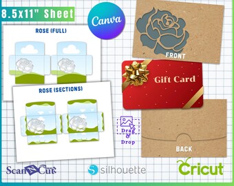 Rose Cut Out Gift Card Holder Envelope Template | Easy Edit in Canva | SVG, png, jpg, pdf, PSD format | DIY Gift Card Holder Template