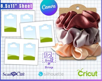 Scrunchie Display Card Template | Hanging Hair Tie Holder Tag | SVG & Canva Editable Digital Download Template | Scrunchie Label Hang Tag 09