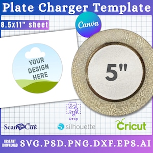 5&quot; Plate Charger Template | Plate Insert Template | Round Charger SVG Template | Round Blank Plate |  PSD, AI, pdf, png, jpg Canva Editable