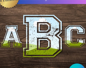 Distressed Varsity Alphabet Letters  Canva | Collage Letters and Numbers | Custom Distressed T-Shirt Lettering | Grunge Sublimation