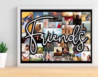 Plantilla de Canva para collage de fotos de amigos / Plantilla de Canva editable e imprimible / Arrastra y suelta tus propias fotos / Regalo personalizado para amigos