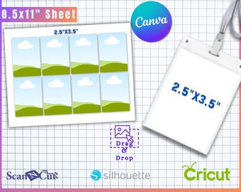 Plantilla de inserción para porta credencial personalizada de 2,5 x 3,5 pulgadas: corte su propio diseño a mano o con máquina de manualidades. Ideal para credenciales de identificación y etiquetas de nombre.