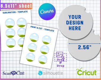 2.56" Car Coaster SVG Template | Canva Car Cup Coaster Drag and Drop | Sublimation & Cut Template | Canva Editable Digital Download Template