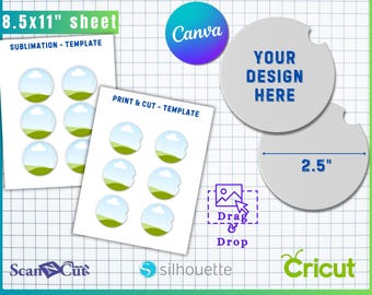 2.5" Car Coaster SVG Template | Canva Car Cup Coaster Drag and Drop | Sublimation & Cut Templates | Canva Editable Digital Download Template