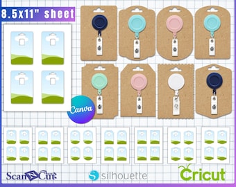 8pc 3x4.5" Badge Reel Display Card Template BUNDLE | Nurse Badge Reel Holder | Hanging Display Cards | SVG & Canva Editable Digital Download