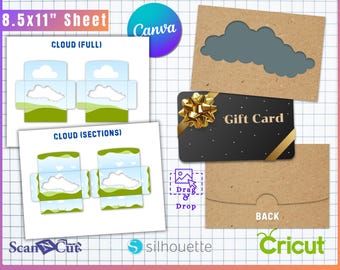 Cloud Cut Out Gift Card Holder Envelope Template | Easy Edit in Canva | SVG, png, jpg, PSD format | DIY Gift Card Holder Envelope Template