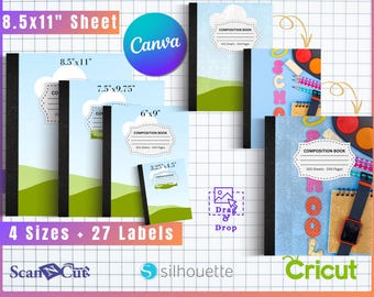 Distressed Designs - Composition Notebook Cover Editable Grunge Template | Drag & Drop Canva | 4 Sizes PLUS 27 Free Labels | Book Covers 09