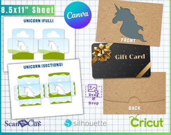 Unicorn Cut Out Gift Card Holder Envelope Template | Easy Edit in Canva | SVG, png, jpg, pdf, PSD format | DIY Gift Card Holder Template