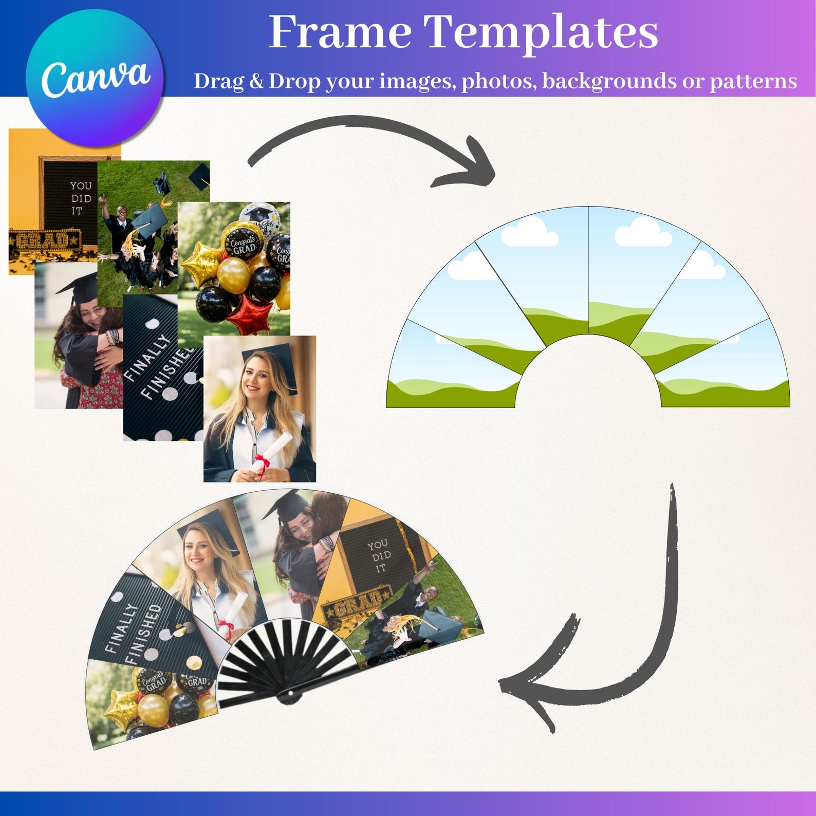 Editable Clack Fan Canva Template Photo Grid, Sublimation Design